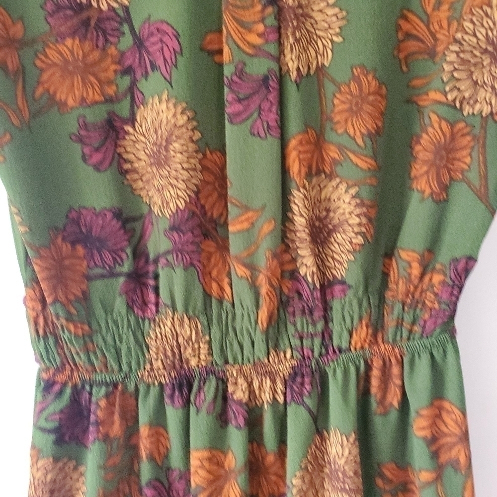 Monteau autumn  green flowered dress size xs - Picture 7 of 11